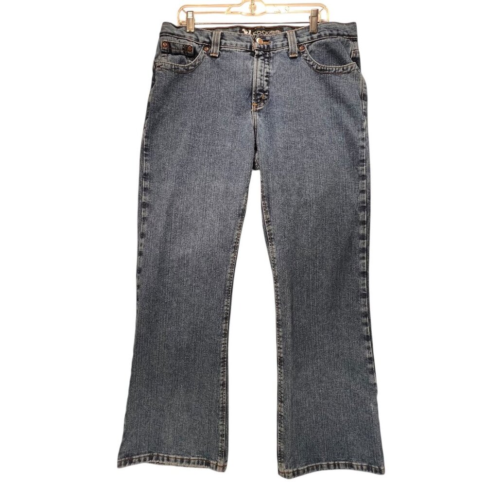 Rockies Slim Low Rise Jeans 18R Blue Bootcut Denim Frayed Hem Womens